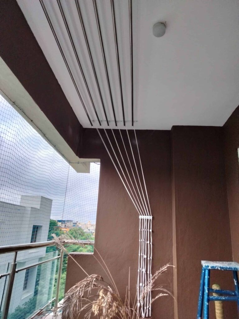 Balcony cloth drying hanger.